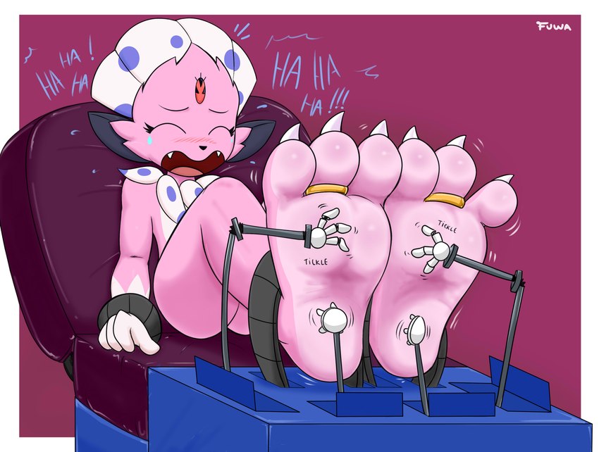 3_toes 4_fingers ambiguous_gender anthro barefoot bdsm blush bound butt claws countershade_feet countershading digit_ring feathers feet feet_tied fingers fur hands_tied jewelry laugh male open_mouth paws pink_body pink_fur purple_eyes ring simple_background sitting soles solo tail tickle_torture tickledsoles ticklemachine tickletorture tickling tickling_feet tickling_fetish tickling_machine tiedup toe_ring toes two_tone_feet two_tone_paws mr_fuwa nintendo pokemon vtuber fan_character kerolink generation_4_pokemon pokemon_(species) weavile absurd_res digital_media_(artwork) full-length_portrait hi_res portrait