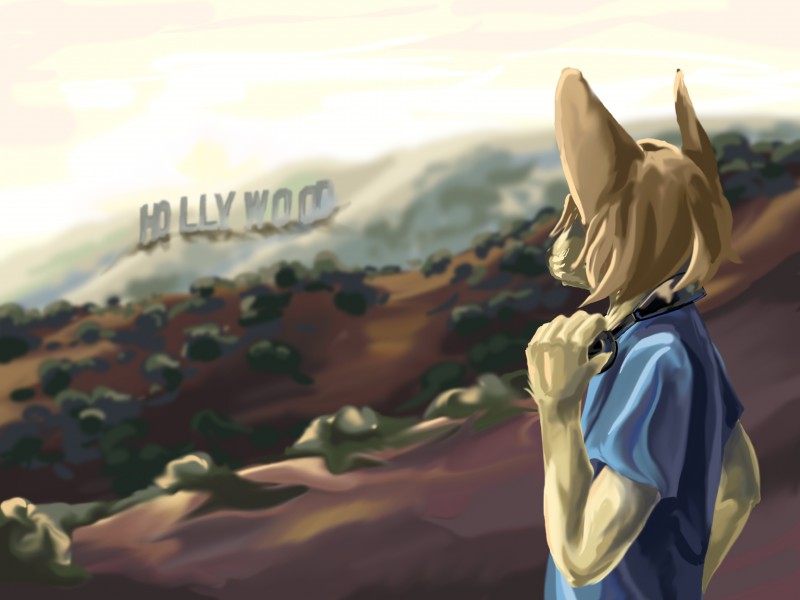 anthro big_ears clothing electronics hair headphones hollywood landscape male shirt solo topwear kardalak keksy24 canid canine fennec_fox fox mammal true_fox 2013 4:3 absurd_res hi_res