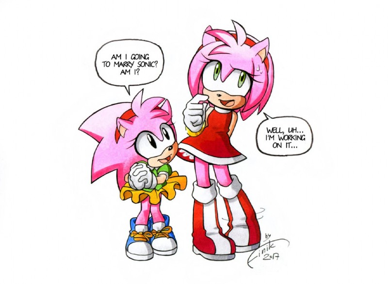 amy rose and classic amy rose (sonic the hedgehog (series) and etc) created by finikart