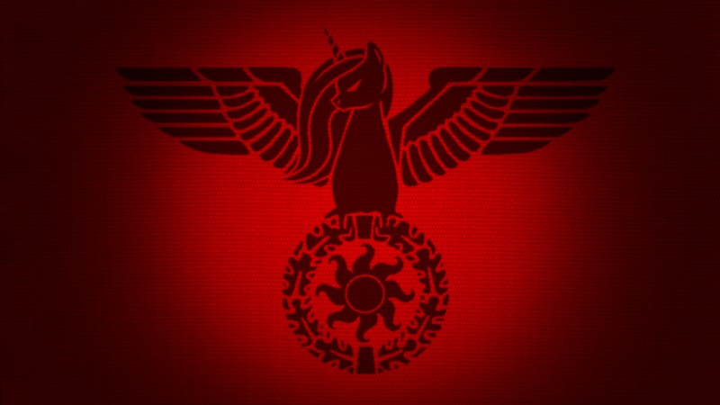 emblem feathered_wings feathers female feral hair horn logo mane nazi red_background simple_background solo third_reich wings unknown_artist hasbro my_little_pony mythology equid equine mammal mythological_creature mythological_equine winged_unicorn 16:9 black_and_red hi_res monochrome wallpaper widescreen