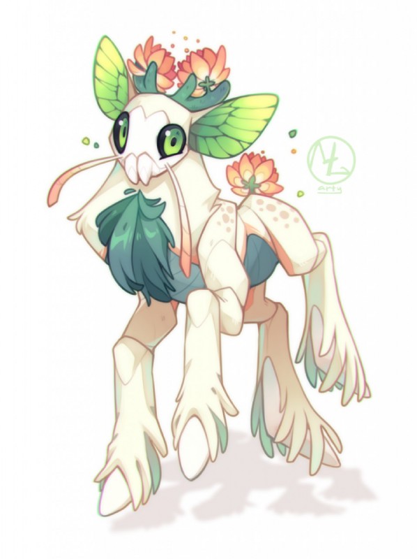 black_sclera feral flower fur fusion gradient_eyes green_eyes horn looking_at_viewer plant pokemon_fusion simple_background solo white_background maaty-s nintendo pokemon arthropod cervine deer elemental_creature flora_fauna generation_3_pokemon generation_5_pokemon hybrid hybrid_pokemon mammal nincada pokemon_(species) sawsbuck hi_res