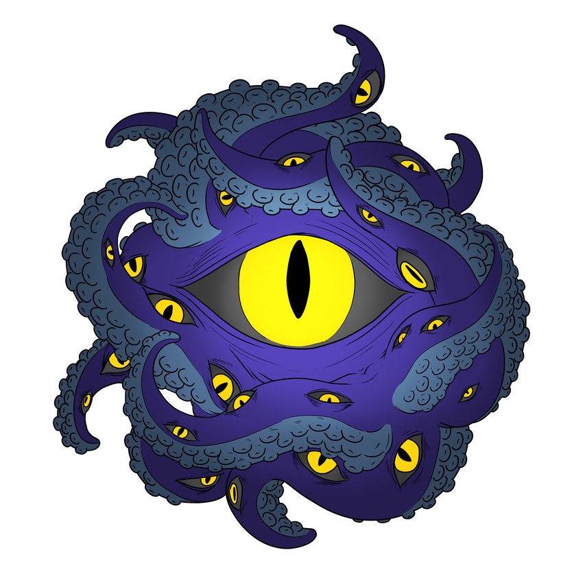 grey_sclera looking_at_viewer multi_eye multi_tentacle pupils purple_body purple_skin purple_tentacles simple_background slit_pupils solo tentacle_eye tentacles white_background yellow_eyes rashchaos lovecraftian_(genre) mythology monster tentacle_creature absurd_res digital_media_(artwork) hi_res signature