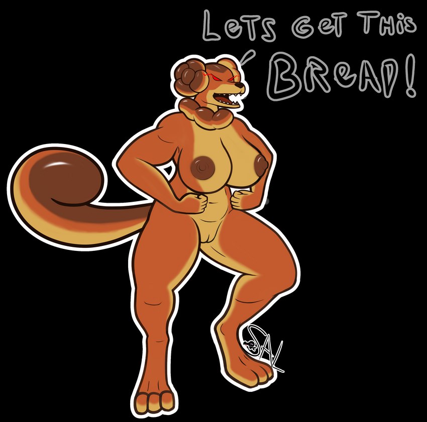 anthro big_breasts breasts brown_body curled_tail female flexing genitals humor navel nipples pun pussy simple_background solo tail text transparent_background salandile nintendo pokemon canid canine dachsbun generation_9_pokemon mammal pokemon_(species) absurd_res alpha_channel hi_res