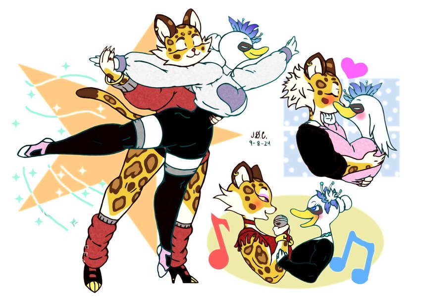 anthro arabesque_(ballet) ballerina ballet big_breasts blush breasts dancing duo female female/female heart_symbol kissing second_position_arms_(ballet) singing wide_hips jaylee2014 kirby_(series) nintendo clawroline fleurina anatid anseriform anserinae avian bird felid leopard mammal pantherine swan hi_res