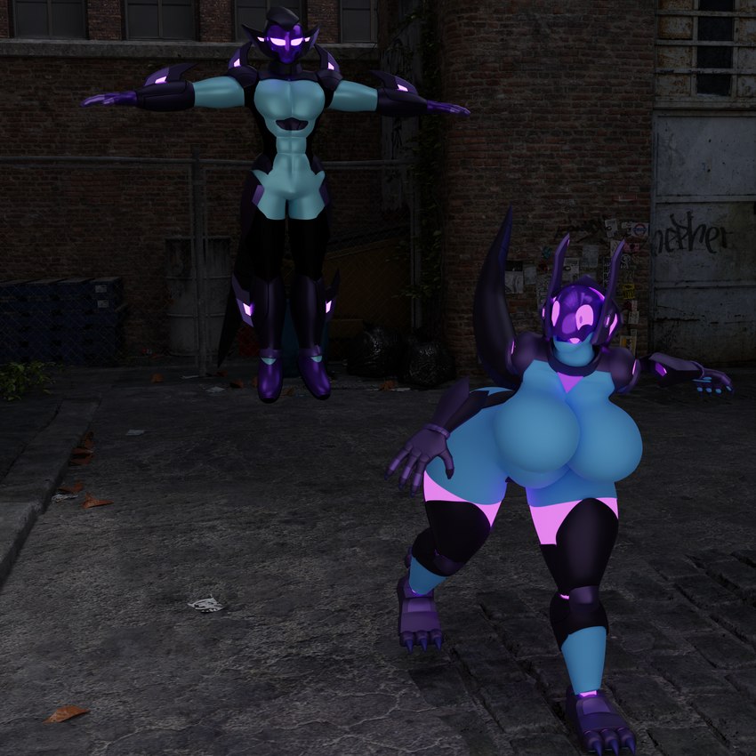 breasts duo featureless_crotch female male t-pose tail elitedog eura_(syntheaven) euro synth_(vader-san) menacing_(disambiguation) 1:1 3d_(artwork) blender_(artwork) digital_media_(artwork) hi_res tagme