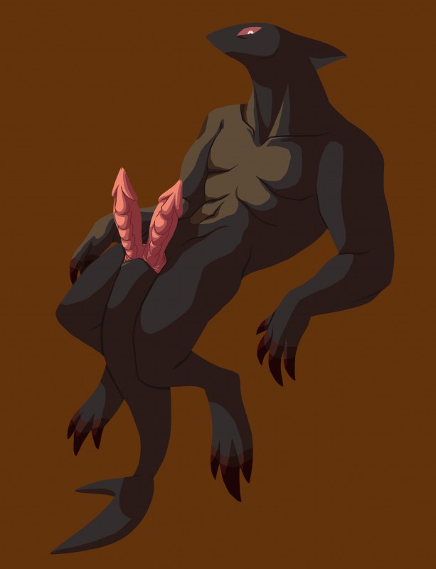 2_penises 4_fingers 4_pecs 4_toes animal_genitalia animal_penis anthro biped black_claws brown_background claws cloaca cloacal_penis digitigrade erection feet fin fingers floating genitals grey_tail head_fin hemipenes horizontal_cloaca leaning leaning_backward looking_aside looking_at_viewer male mouthless multi_genitalia multi_pecs multi_penis muscular muscular_anthro muscular_male nude pecs penis pink_penis pink_sclera relaxing side_view simple_background snout solo tail tail_fin tapering_penis toe_claws toes white_eyes teebsly fish greenland_shark marine shark sleeper_shark squaliform absurd_res cel_shading digital_media_(artwork) full-length_portrait hi_res portrait shaded