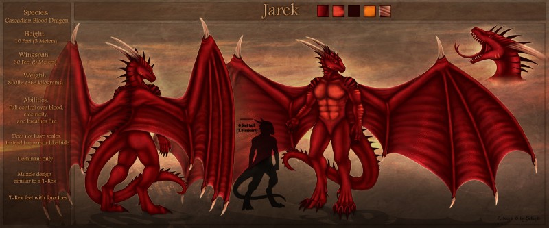 anthro biped digitigrade featureless_crotch horn membrane_(anatomy) membranous_wings side_view solo spines standing tail text wings selianth mythology jarek dragon mythological_creature mythological_scalie scalie english_text hi_res model_sheet shaded soft_shading