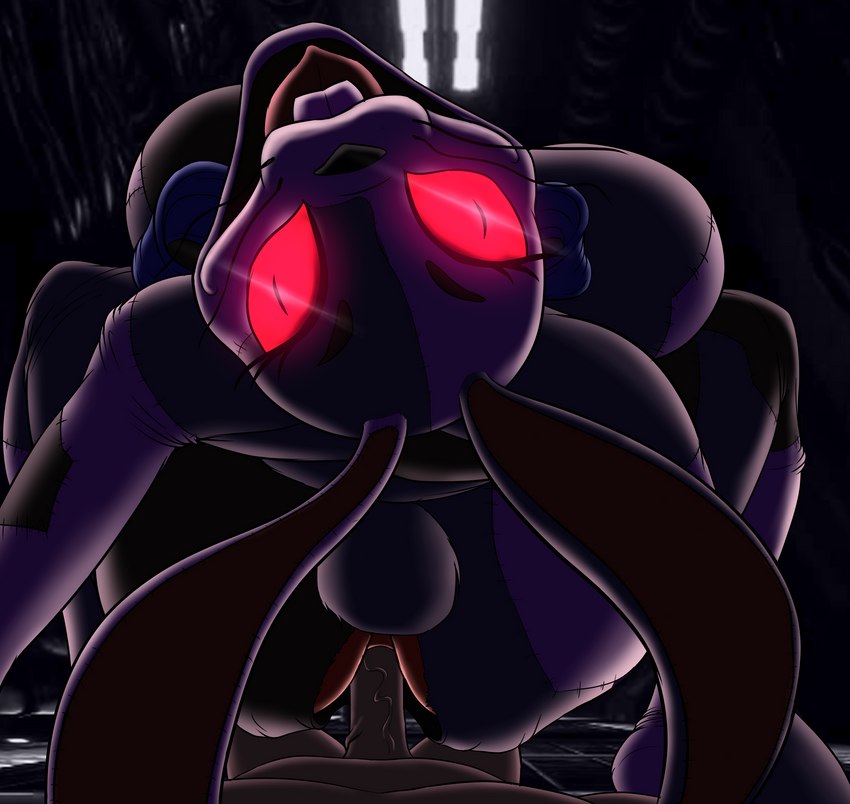 breasts clothing costume dominant dominant_female duo female genitals glowing glowing_eyes looking_at_viewer male nude offscreen_character penis sex da_goddamn_batguy five_nights_at_freddy's five_nights_at_freddy's:_security_breach scottgames steel_wool_studios vanny_(fnaf) lagomorph leporid mammal rabbit 2022 absurd_res hi_res