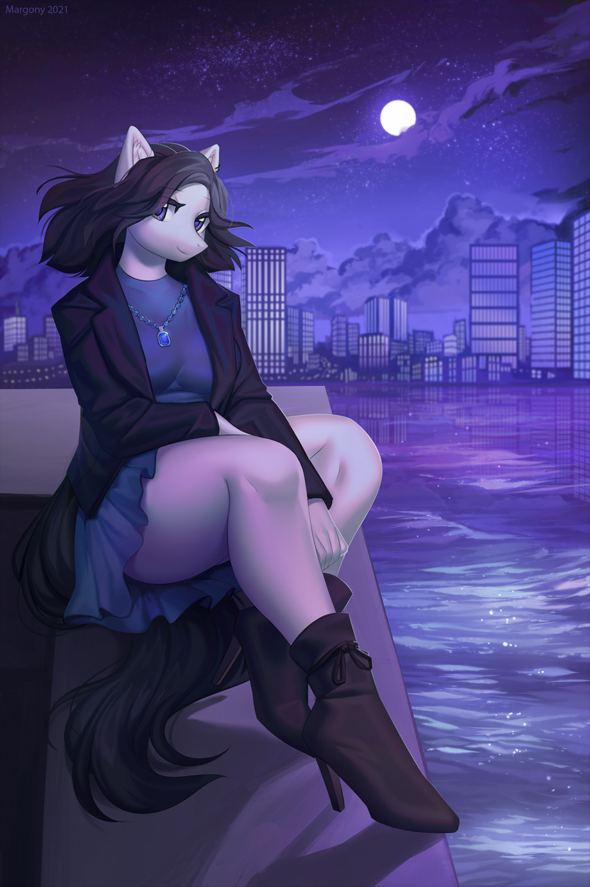 amazing_background anthro boots bottomwear breasts clothed clothing detailed_background female footwear full_moon furgonomics high_heeled_boots high_heels looking_at_viewer moon night outside scenery sea shoes sitting skirt sky smile solo star starry_sky tail tail_through_skirt water margony hasbro my_little_pony fan_character equid equine mammal 2021 detailed digital_media_(artwork) hi_res shaded