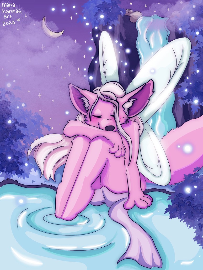 anthro female mythical solo mana_hannah canid canine fairy fairy_fox fox mammal 3:4 hi_res