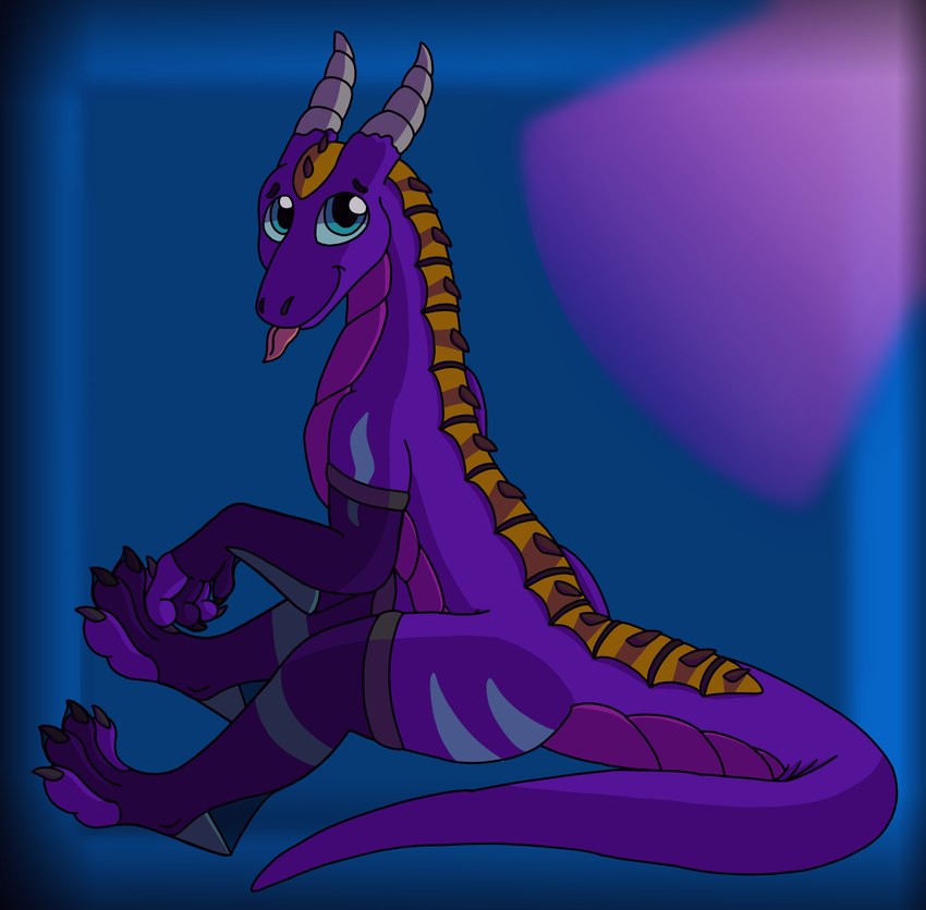 ambiguous_gender claws clothing feral fur male purple_body purple_fur purple_scales scales simple_background smile solo tail timid tongue 0mr-wolf0 comicstormcreations mythology kirk dragon mythological_creature mythological_scalie reptile scalie digital_drawing_(artwork) digital_media_(artwork) hi_res