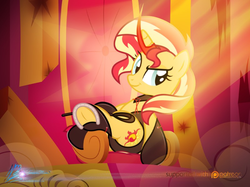 blue_eyes chair clothed clothing cutie_mark female feral fur furniture hair horn inside looking_at_viewer multicolored_hair orange_body orange_fur patreon_logo patreon_username smile solo tapestry text two_tone_hair website_logo nightmaremoons equestria_girls hasbro my_little_pony mythology patreon sunset_shimmer_(eg) equid equine mammal mythological_creature mythological_equine unicorn 2016 4:3 english_text url