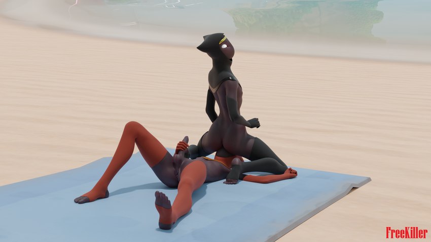 anus armwear beach between_legs butt clothing crown dark_body duo elbow_gloves erection facesitting feet fist genitals gloves glowing glowing_eyes handwear headgear holding_own_penis holding_penis hood kneeling legwear looking_back male male/male masturbation mouthless noseless penis reflection sand sea seaside sitting_on_another stirrup_legwear stirrup_stockings stockings toes towel water freekiller journey_(game) sony_corporation sony_interactive_entertainment traveler humanoid rythulian 16:9 3d_(artwork) digital_media_(artwork) hi_res widescreen