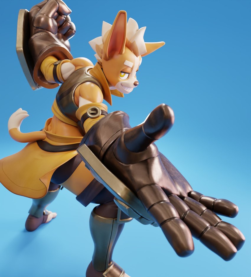 anthro armor clothing feet female fist footwear fur gauntlets gloves grin handwear humanoid_feet muscular muscular_female outstretched_arm plantigrade smile solo tan_body tan_fur toeless_footwear toes white_body white_fur connivingrat flapcats_(modeler) valorlynz_(modeler) xaiarts_(modeler) dog_knight_rpg nix_(ceehaz) canid canine canis domestic_dog herding_dog mammal pastoral_dog welsh_corgi 2025 3d_(artwork) digital_media_(artwork) hi_res
