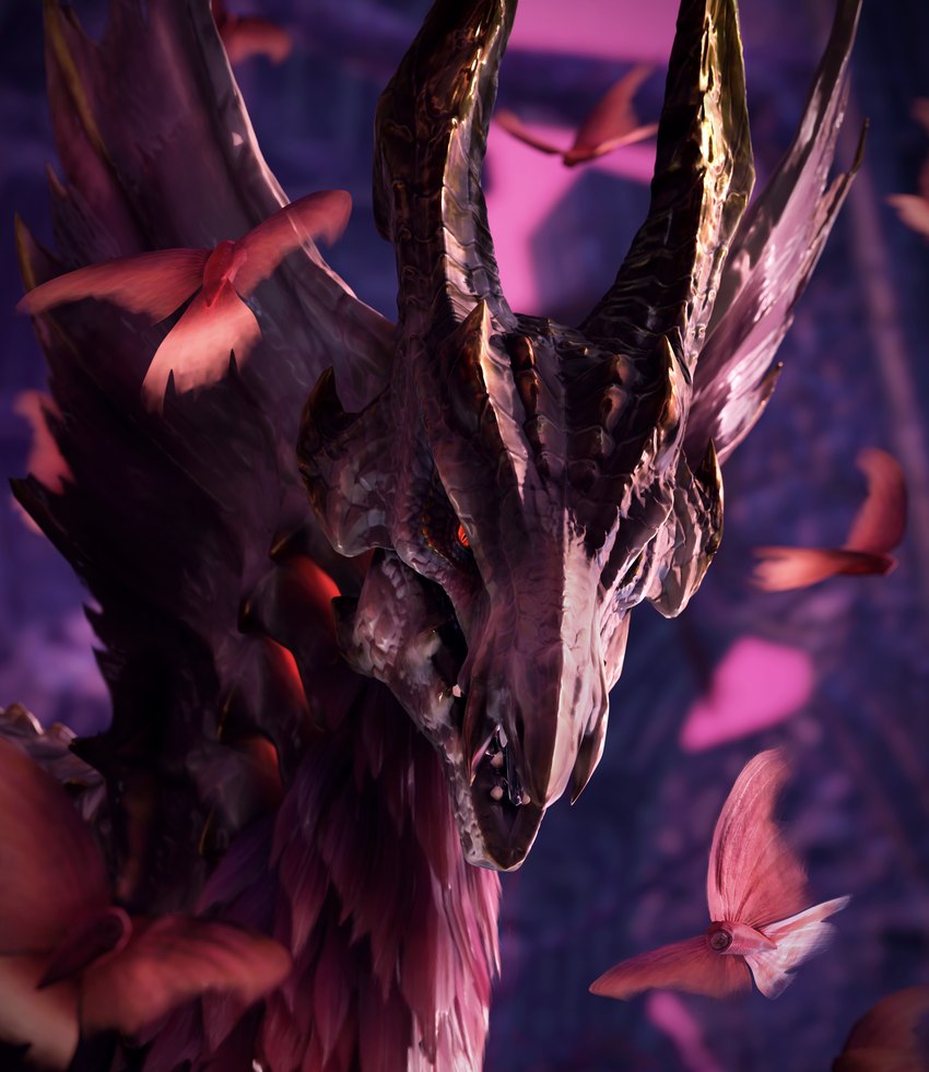 ambiguous_gender detailed_background feral horn looking_at_viewer open_mouth pupils red_eyes scales sharp_teeth slit_pupils solo stare teeth wings ivorylagiacrus capcom monster_hunter elder_dragon malzeno qurio scalie 2023 3d_(artwork) absurd_res digital_media_(artwork) headshot_portrait hi_res portrait widescreen