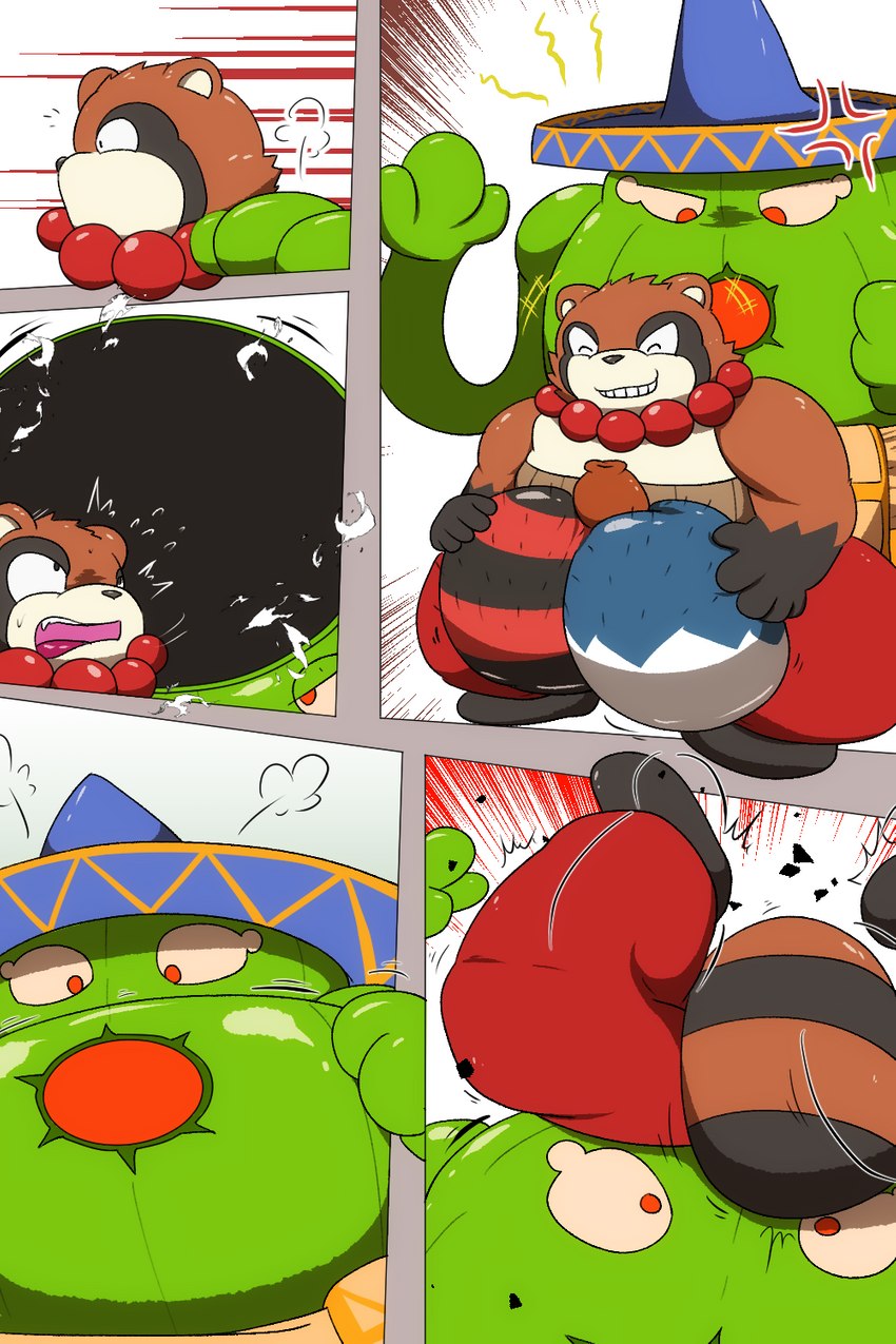 anthro balls cock_vore duo fully_inside genitals inside_balls male male/male partially_inside penile penis plant plant_pred vore morikumadesu capcom marvel_vs._capcom amingo canid canine elemental_creature flora_fauna mammal raccoon_dog tanuki 2:3 hi_res