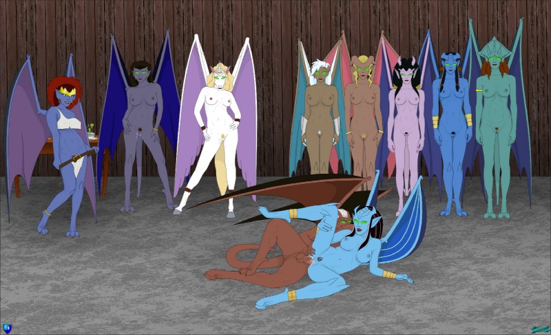 anthro balls bat_wings black_hair black_wings blonde_hair blue_body blue_skin blue_wings bodily_fluids bottomwear breasts brown_hair clothed clothing cum cum_in_pussy cum_inside digitigrade dominant erection female genital_fluids genitals glowing glowing_eyes green_eyes group hair hooves horn irl_trace loincloth male membrane_(anatomy) membranous_wings midriff monster_girl_(genre) navel nipple_outline nipples nude penis pink_wings pubes purple_wings pussy red_hair submissive under_boob undressing unguligrade unicorn_horn white_body white_hair white_skin wings fab3716 disney gargoyles mythology angela_(gargoyles) brooklyn_(gargoyles) delilah_(gargoyles) demona_(gargoyles) desdemona_(gargoyles) obsidiana ophelia_(gargoyles) sora_(gargoyles) turquesa una equid equine gargoyle humanoid mammal mythological_creature mythological_equine unicorn