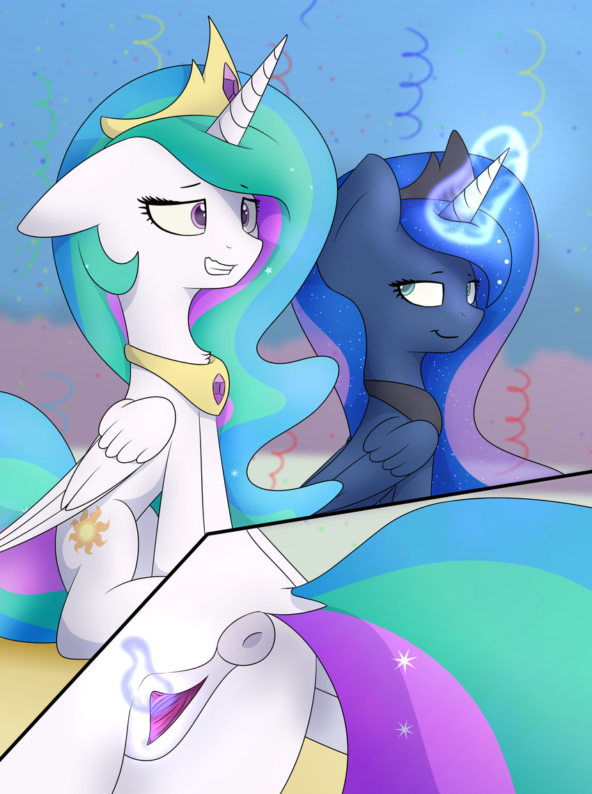 princess celestia and princess luna (friendship is magic and etc) created by renderpoint