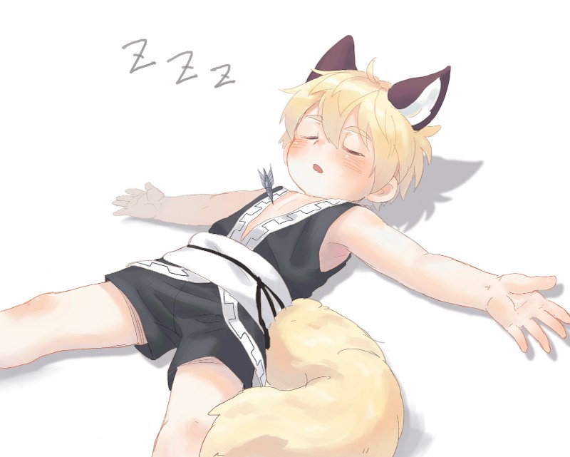 blush dart eyes_closed lying male simple_background sleeping solo white_background young bokustar_fox animal_humanoid canid canid_humanoid canine canine_humanoid fox_humanoid humanoid mammal mammal_humanoid 2018 hi_res