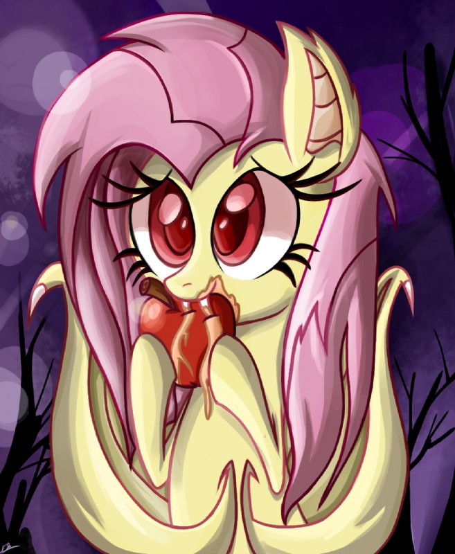 apple apple_juice bat_wings beverage cloud dead_tree fangs female feral food fruit hair juice_(beverage) membrane_(anatomy) membranous_wings messy_hair night outside pink_hair plant red_eyes sky solo teeth tree wings daniel-sg friendship_is_magic hasbro my_little_pony flutterbat_(mlp) fluttershy_(mlp) bat_pony equid hybrid mammal 2014