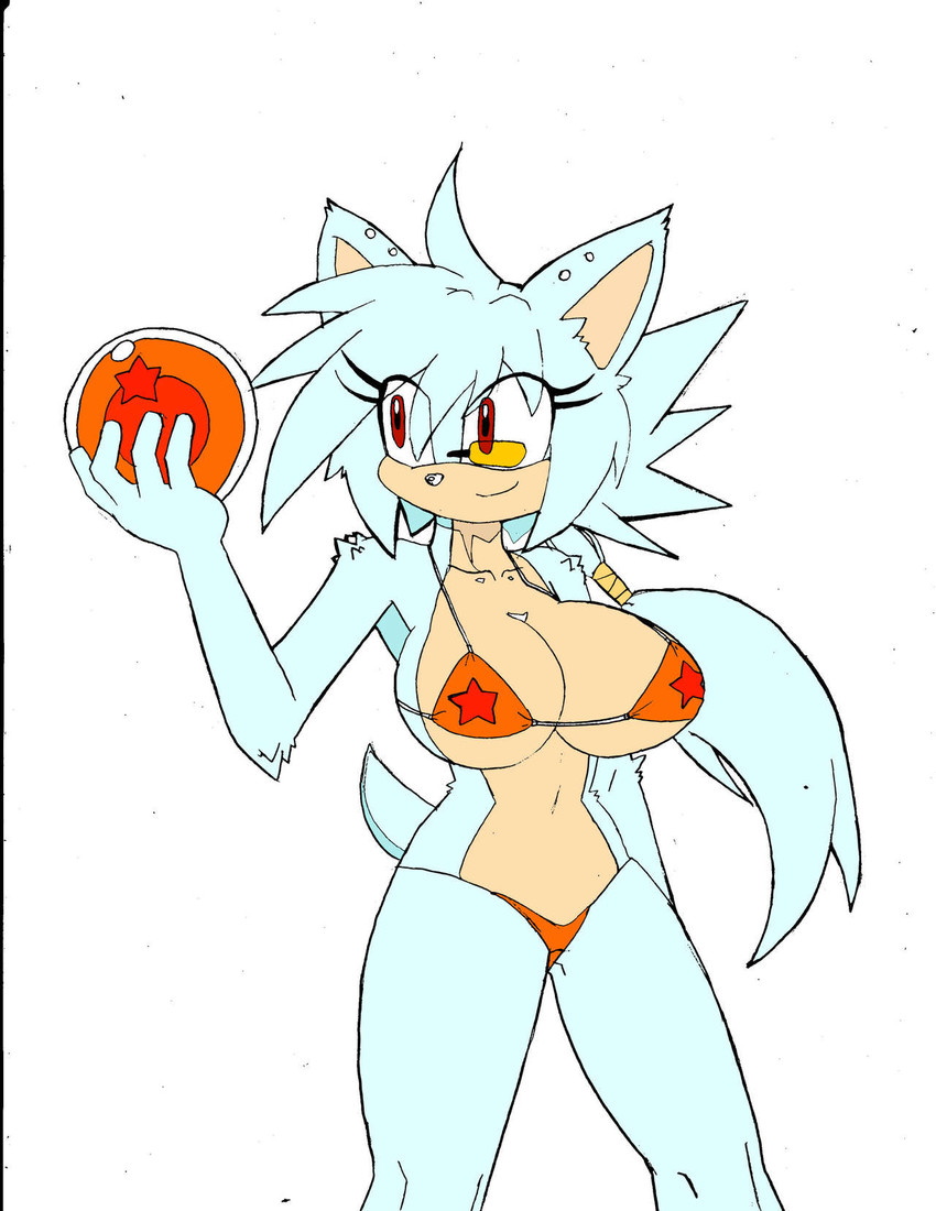 alternate_species anthro big_breasts bikini breasts clothed clothing dragon_ball_(object) female furrification holding_object navel simple_background solo swimwear two-piece_swimsuit white_background superbunnygt dragon_ball dragon_ball_z sega sonic_the_hedgehog_(series) bulma eulipotyphlan hedgehog mammal 2020 hi_res monochrome