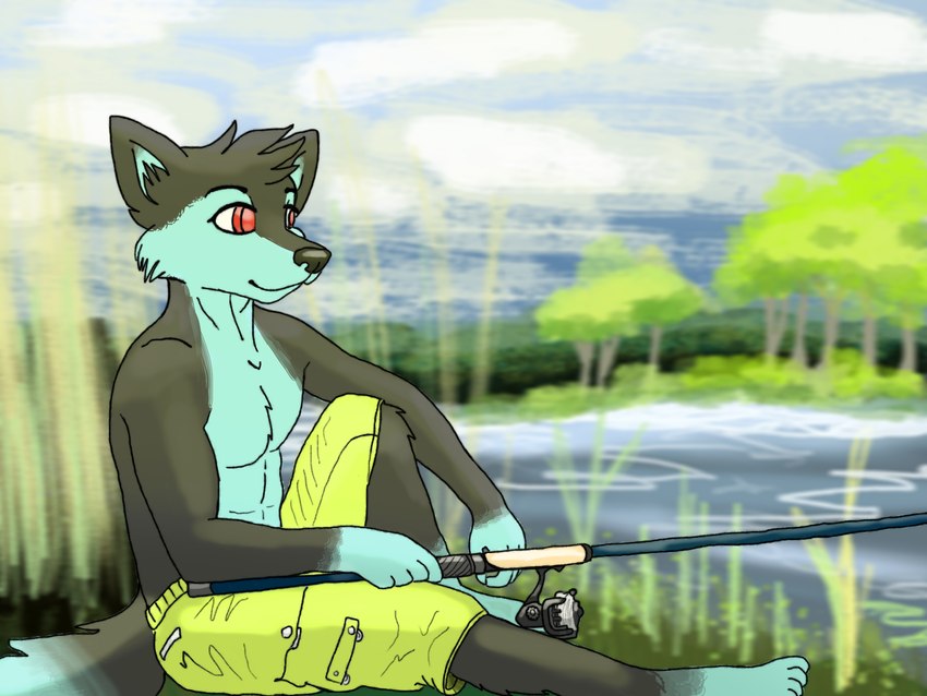 anthro bottomwear clothing fishing male nature outside plant river shorts solo tree water jaxneesen 4:3 hi_res