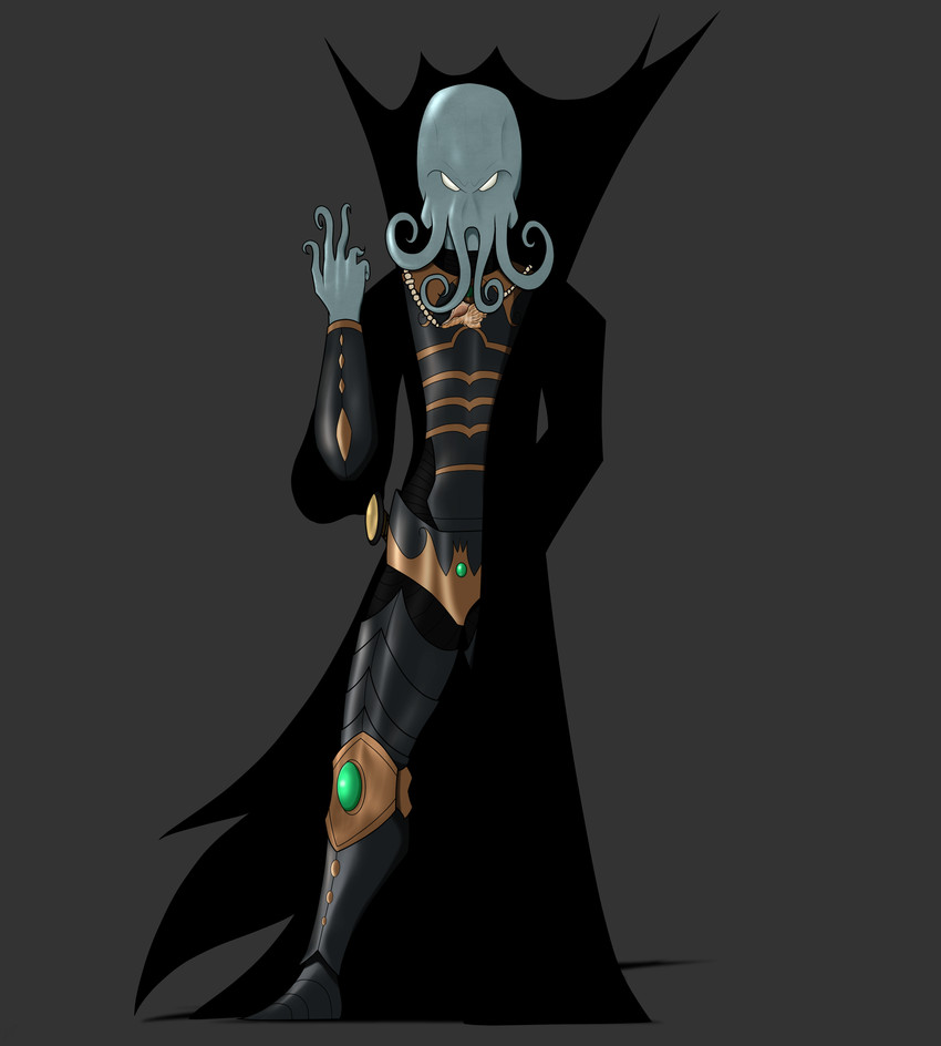 armor blue_armor blue_body blue_skin chain cloak clothing codpiece cuirass cuisse dark_cloak for_a_head frown frowning_at_viewer gambeson gem glistening glistening_armor gold_(metal) gold_armor greaves green_gem horror_(theme) leader magic_user male melee_weapon ominous poleyn sabatons seashell shell solo sword tentacles unusual_anatomy unusual_fingers vambrace weapon white_eyes davespaceman eververse lovecraftian_(genre) teth'karaga_mensha_(davespaceman) alien animal_head animal_humanoid cephalopod coleoid eldritch_being eldritch_humanoid humanoid marine mollusk octopodiform octopus absurd_res hi_res