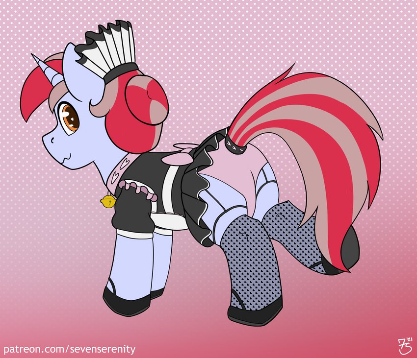 clothed clothing costume crossdressing dress feral horn maid_uniform solo uniform sevenserenity hasbro my_little_pony mythology equid equine mammal mythological_creature mythological_equine unicorn hi_res