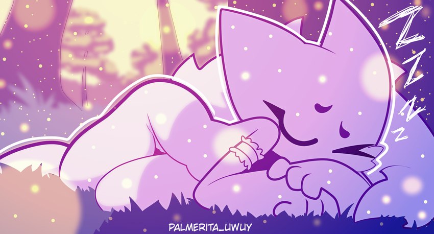 anthro barely_visible_genitalia barely_visible_pussy biped female female_anthro forest forest_background fur genitals nature nature_background plant pussy sleeping snow snowing solo thick_thighs tree white_body white_fur palmerita_uwuy canid canine canis mammal wolf absurd_res digital_media_(artwork) hi_res