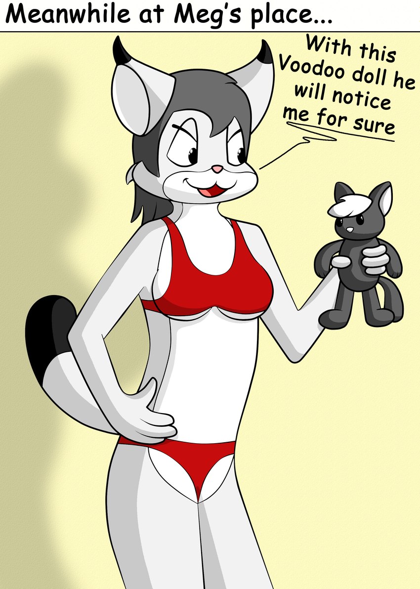 anthro bra breasts clothing female lingerie male panties solo text underwear voodoo voodoo_doll lucyhaupdarsteller snow_days honeycutt_(wonderingeyes13) meg_keller badger felid feline honey_badger lynx mammal mustelid musteline absurd_res english_text hi_res