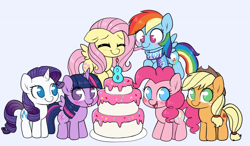 blush cake cutie_mark dessert eyes_closed female feral food group horn looking_at_viewer simple_background smile tongue tongue_out wings moozua friendship_is_magic hasbro my_little_pony mythology applejack_(mlp) fluttershy_(mlp) mane_six_(mlp) pinkie_pie_(mlp) rainbow_dash_(mlp) rarity_(mlp) twilight_sparkle_(mlp) earth_pony equid equine horse mammal mythological_creature mythological_equine pegasus pony unicorn winged_unicorn 2018 absurd_res digital_media_(artwork) hi_res