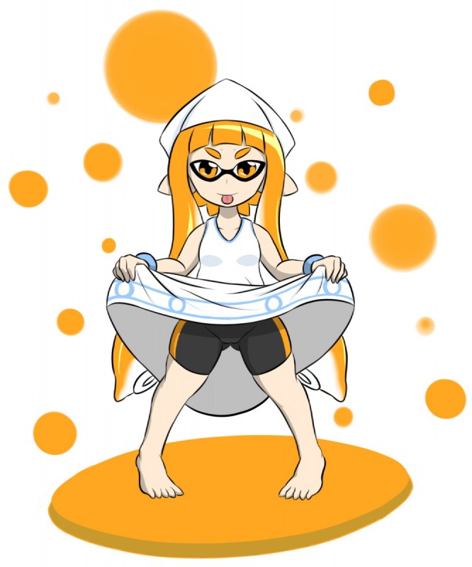 5_toes barefoot bottomwear bracelet butt butt_from_the_front clothed clothing clothing_lift cosplay dress dress_lift feet female hair jewelry looking_at_viewer orange_eyes orange_hair pointy_toes pseudo_hair shorts shorts_under_dress solo suction_cup tentacle_hair tentacles toes tongue tongue_out sewlde nintendo splatoon squid_girl_(series) inkling_girl squid_girl_(squid_girl) animal_humanoid cephalopod cephalopod_humanoid humanoid inkling marine marine_humanoid mollusk mollusk_humanoid 5:6 crossover hi_res