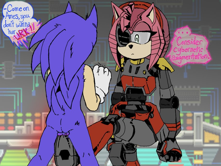 1_eye anthro attack ballbusting balls biped clothing cock_and_ball_torture crotch_attack crotch_kick duo female fur genital_torture genitals gloves green_eyes handwear kick male nude_male pink_body pink_fur speech_bubble text white_clothing white_gloves white_handwear ghostspookygoo netflix sega sonic_advance_2 sonic_prime sonic_the_hedgehog_(series) rusty_rose sonic_the_hedgehog eulipotyphlan hedgehog mammal 2023 4:3 english_text