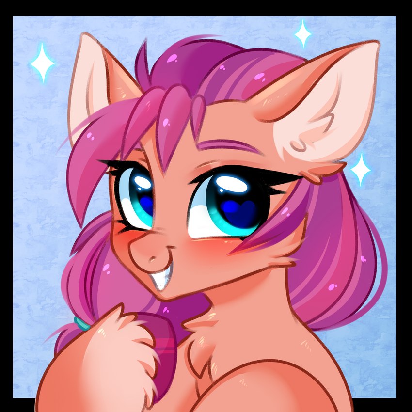 blue_eyes blush eyelashes female feral fetlocks fur green_eyes hair hooves inner_ear_fluff orange_body orange_fur pink_hair smile solo tuft pesty_skillengton hasbro mlp_g5 my_little_pony sunny_starscout_(mlp) earth_pony equid equine horse mammal pony 1:1 absurd_res alpha_channel hi_res