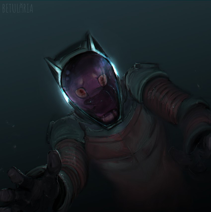 air_bubble deep_sea diving_suit duo eyebrows flashlight imminent_death male male/male open_mouth pressure_suit red_eyes reflection rust scared teeth thousand_yard_stare underwater underwater_scenery water white_eyebrows worried peper-moth barotrauma fuzzysmore_(character) charybdis kobold scalie sea_monster absurd_res hi_res story story_in_description watermark