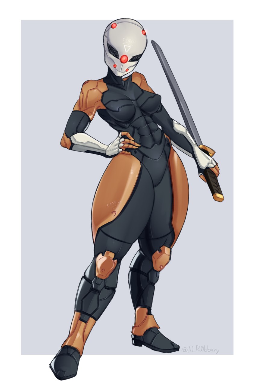 armor bodysuit clothed clothing cybernetics female fully_clothed machine melee_weapon skinsuit solo sword tight_clothing weapon nightrobbery konami metal_gear metal_gear_(series) grey_fox_(metal_gear) cyborg human mammal nanomachines hi_res