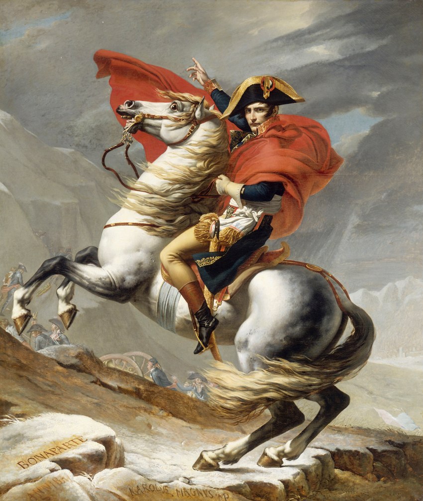 napoleon bonaparte (napoleon crossing the alps) created by jacques louis david