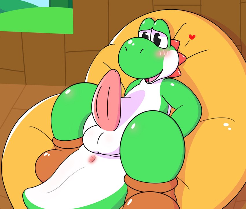 anthro anus aroused balls bean_bag blush boots clothing footwear genitals heart_symbol hill looking_at_genitalia looking_at_penis lying male nude on_back open_mouth penis shoes sky solo tapering_penis sugar_but_nsfw mario_bros nintendo dinosaur green_yoshi prehistoric_species reptile scalie yoshi colored_line_art digital_drawing_(artwork) digital_media_(artwork) hi_res shaded