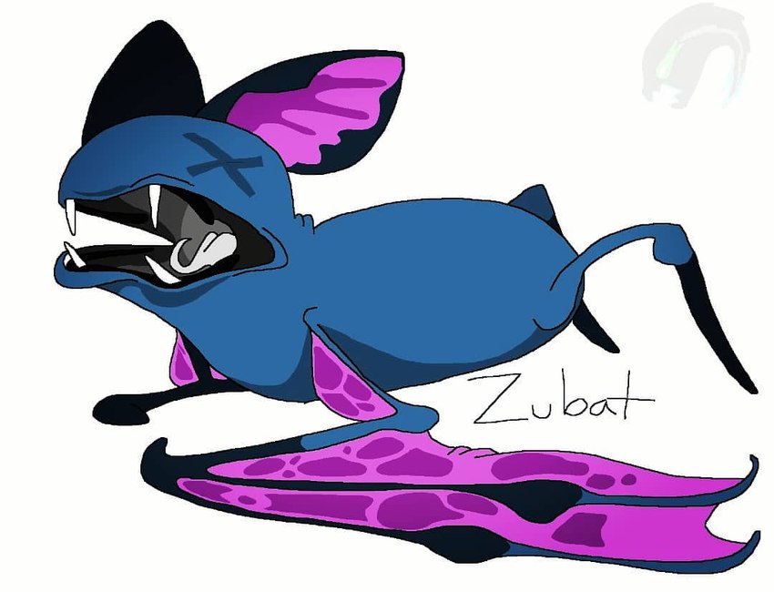 blue_body ears_back fangs feral membrane_(anatomy) membranous_wings pivoted_ears solo teeth tongue wings x_eye x_eyes saureal nintendo pokemon bat generation_1_pokemon mammal pokemon_(species) zubat