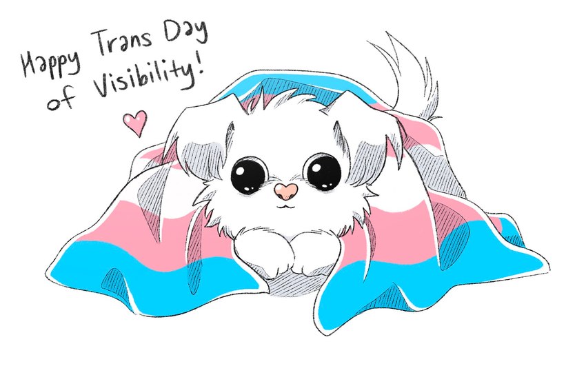 :3 ambiguous_feral ambiguous_gender black_eyes feral fluffy fur glistening glistening_eyes heart_symbol lgbt_pride monotone_body monotone_fur paws pink_nose pride_color_flag pride_colors quadruped simple_background solo text transgender_pride_colors white_background white_body white_fur rainch0rus international_transgender_day_of_visibility real_world rat_(badboyhalo) canid canine canis domestic_dog maltese mammal toy_dog 16:10 2023 digital_drawing_(artwork) digital_media_(artwork) english_text hi_res shaded sketch widescreen female_(lore)