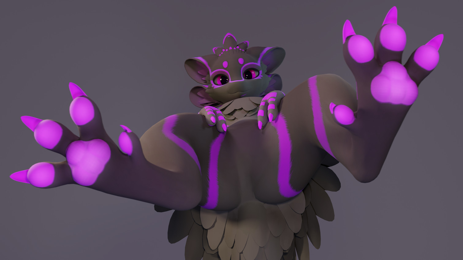 3_fingers 4_ears 4_toes ambiguous_gender anthro barefoot butt claws feathered_wings feathers featureless_crotch feet fingers foot_focus fur grey_body grey_fur looking_at_viewer markings multi_ear null pawpads paws presenting presenting_hindquarters purple_body purple_eyes purple_markings simple_background smile smiling_at_viewer solo spread_legs spreading tail toe_claws toes winged_arms wings forestspeeder blender_cycles cosmo_(forestspeeder) avali avian 16:9 2025 3d_(artwork) 4k absurd_res blender_(artwork) digital_media_(artwork) hi_res widescreen male_(lore)