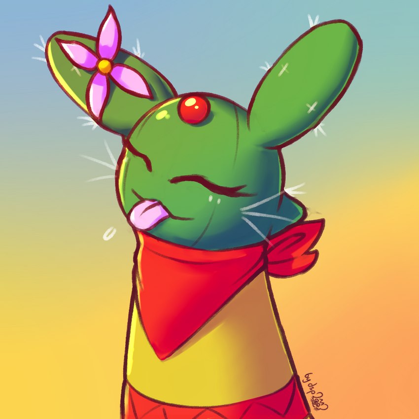 anthro blep cactus clothing dress female gradient_background green_body green_skin plant simple_background smile solo tongue tongue_out dsp2003 sonic_robo_blast_2 cacee_the_cactus elemental_creature flora_fauna lagomorph leporid mammal rabbit 1:1 2022 signature