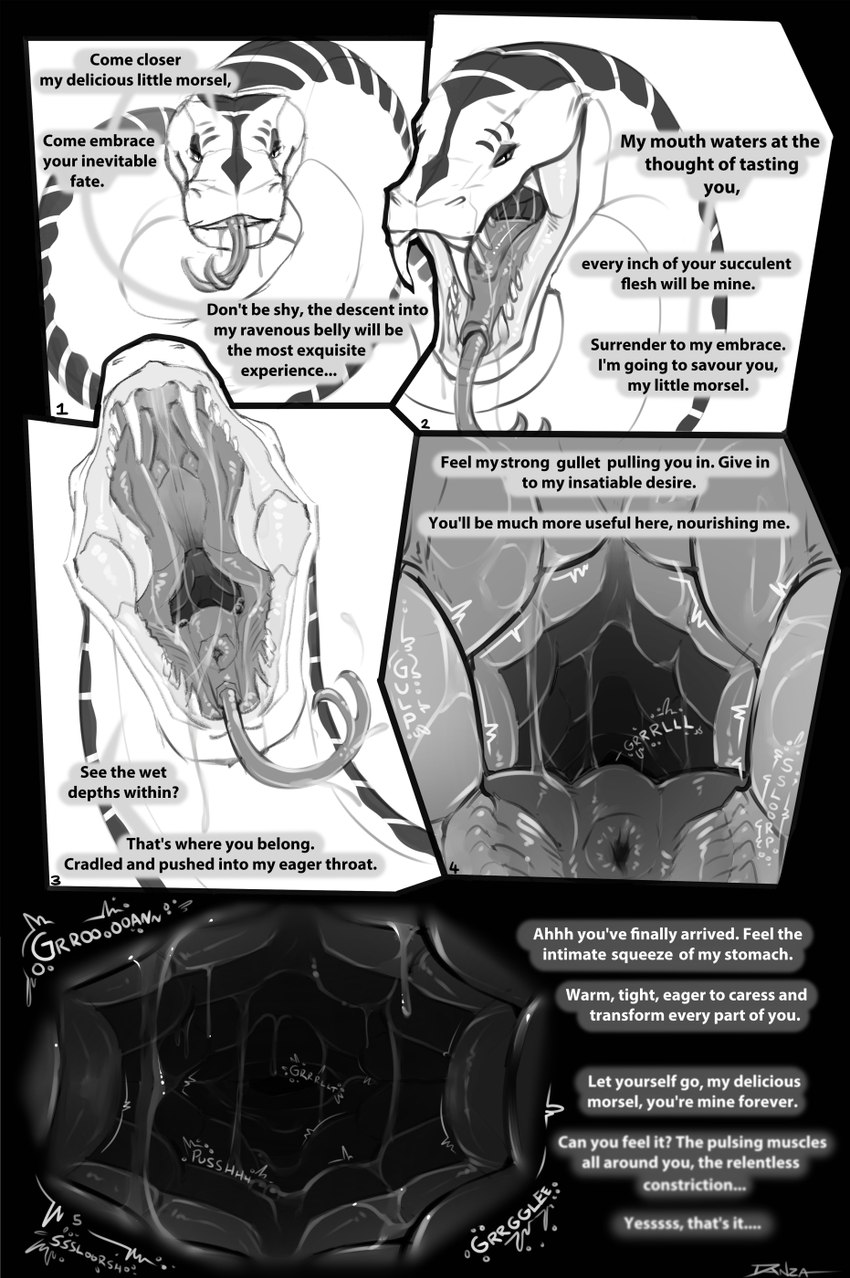 dialogue digestion first_person_view forked_tongue inside_stomach internal mouth_shot open_mouth organs prey_pov solo stomach text throat tongue vore conditional_dnp danza patreon reptile scalie snake 2024 comic english_text hi_res