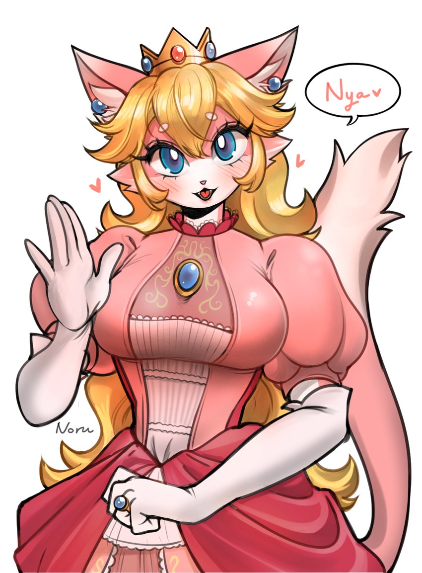 cat peach and princess peach (mario bros and etc) created by noruru3737