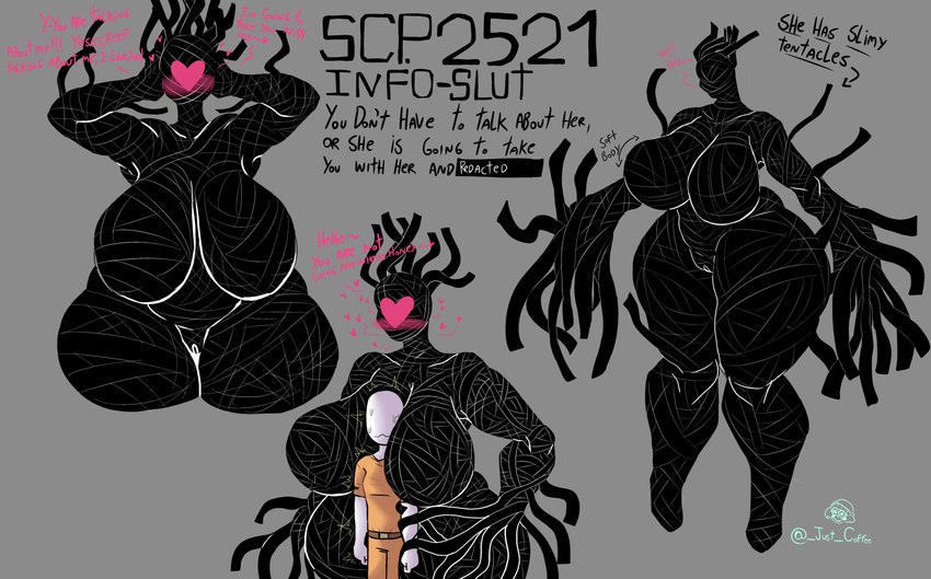 big_breasts black_body blush bodily_fluids breasts censored_text clothing dialogue duo eyeless faceless featureless_breasts featureless_feet feet female genitals grey_background head_between_breasts heart_symbol huge_breasts jumpsuit male multiple_poses orange_jumpsuit pose pussy redacted_text simple_background sweat sweatdrop text thick_thighs white_body white_skin wide_hips cumlord scp_foundation d-class scp-2521 human humanoid mammal monster monstrous_humanoid absurd_res english_text hi_res