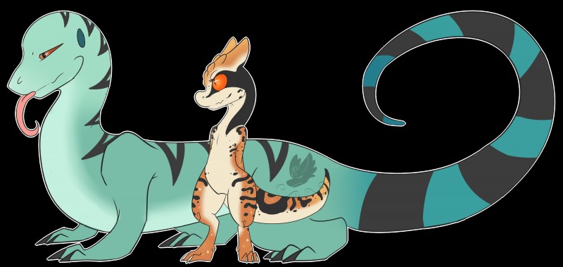 anthro claws duo female feral horn male male/female side_view simple_background smile toe_claws tongue tongue_out transparent_background anidra estra kobold lizard monitor_lizard reptile scalie 2016 absurd_res alpha_channel digital_media_(artwork) hi_res