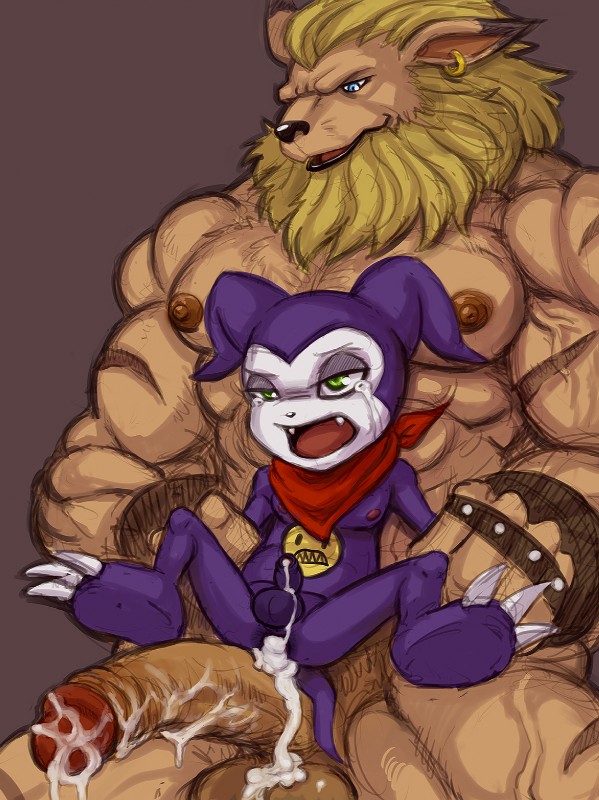 abs after_rape after_sex ahegao anal anthro anthro_on_anthro anus areola arm_grab balls barazoku biceps big_dom_small_sub big_penis biped black_nose blonde_hair blonde_mane blue_eyes bodily_fluids brown_areola brown_ears brown_nipples carrying_another claws clothed clothing crying cum cum_from_ass cum_in_ass cum_inside cum_on_balls cum_on_penis curved_penis dipstick_ears dominant duo ear_markings ear_piercing ear_ring feet flaccid forced foreskin fur gaping gaping_anus genital_fluids genitals glans gold_(metal) gold_ear_ring gold_jewelry green_eyes grin hair half-erect huge_penis humanoid_genitalia humanoid_penis jewelry kerchief kerchief_only larger_male leaking looking_pleasured male male/male male_on_bottom male_on_top mane mostly_nude multicolored_body multicolored_ears multicolored_fur muscular muscular_male neckerchief neckerchief_only neckwear nipples on_bottom on_top open_mouth pecs penetration penis penis_size_difference piercing purple_background purple_balls purple_body purple_ears purple_penis purple_tail red_clothing red_kerchief red_neckerchief red_tongue retracted_foreskin ring_piercing simple_background sitting_on_penis size_difference small_penis smaller_male smile spread_legs spreading tail tan_balls tan_body tan_ears tan_fur tan_penis tears teeth tongue two_tone_body two_tone_ears two_tone_fur white_body white_claws dreke bandai_namco digimon digimon_(species) felid humanoid imp impmon leomon mammal hi_res