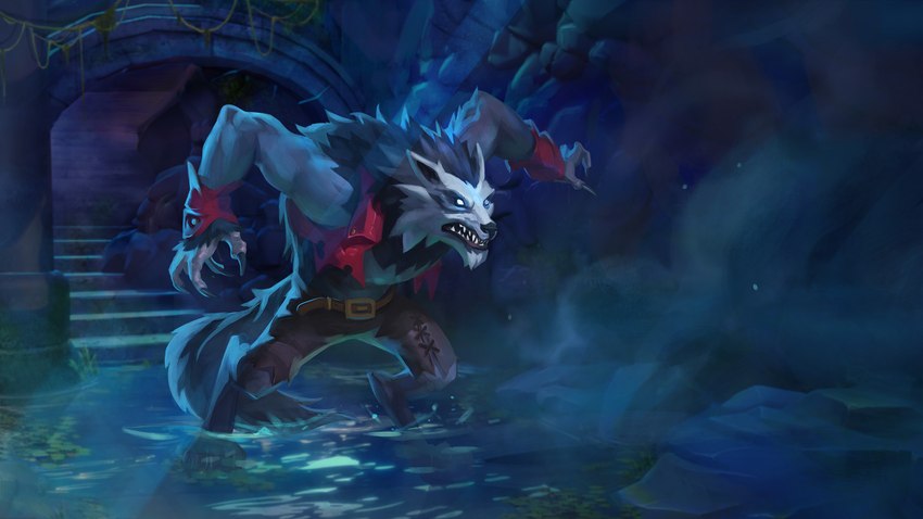 angry anthro glowing glowing_eyes male muscular muscular_male night outside ruins running solo water unknown_artist mythology runescape canid canine canis mammal mythological_canine mythological_creature werecanid werecanine werecreature werewolf wolf 16:9 2021 hi_res official_art widescreen