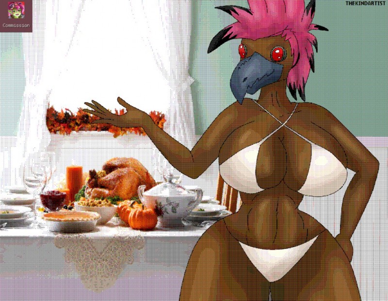 anthro female food holidays meat photo_background real solo turkey_meat thekindartist halo_(series) microsoft thanksgiving xbox_game_studios chalem alien avian bird kig-yar ruuhtian_(kig-yar) scalie photography_(artwork)