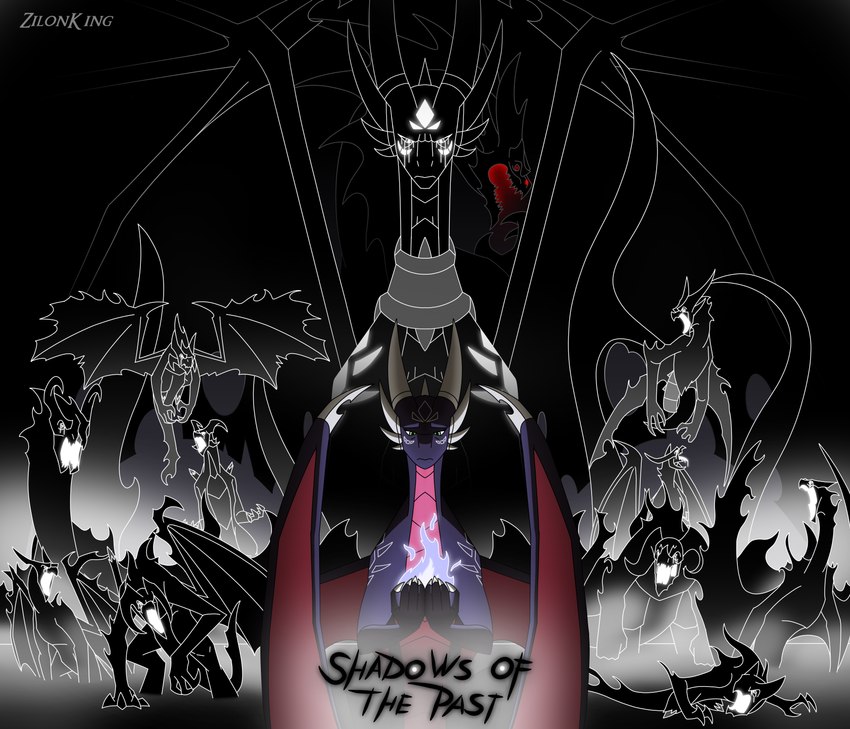 ambiguous_gender anthro creepy_face female feral fire flying glowing group horn jewelry multi_horn necklace ptsd sad scary screaming shadow size_difference tail text trauma wings zilonking activision mythology spyro_the_dragon corrupt_cynder cynder demon dragon monster mythological_creature mythological_scalie scalie 2025 absurd_res black_and_white comic cover cover_art cover_page digital_media_(artwork) hi_res monochrome